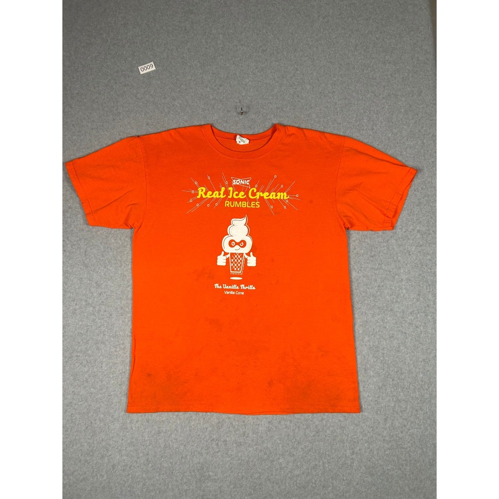 Sonic Drive-In Real Ice Cream Rumbles Graphic Tee Orange Promo Size L